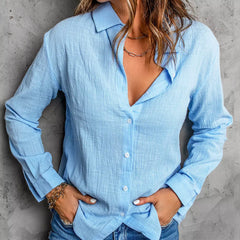 Camisa de Linho Oversized Botão Feminina